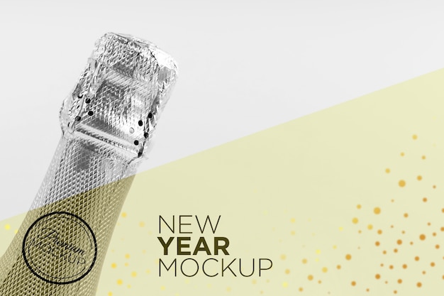 Copy space champagne bottle mock-up new year