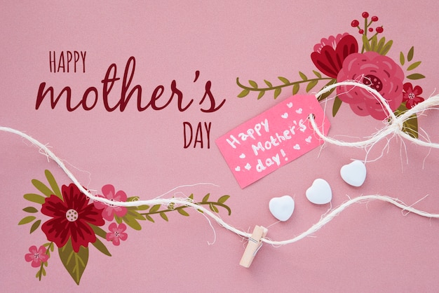 Copyspace  mockup with flat lay mothers day composition