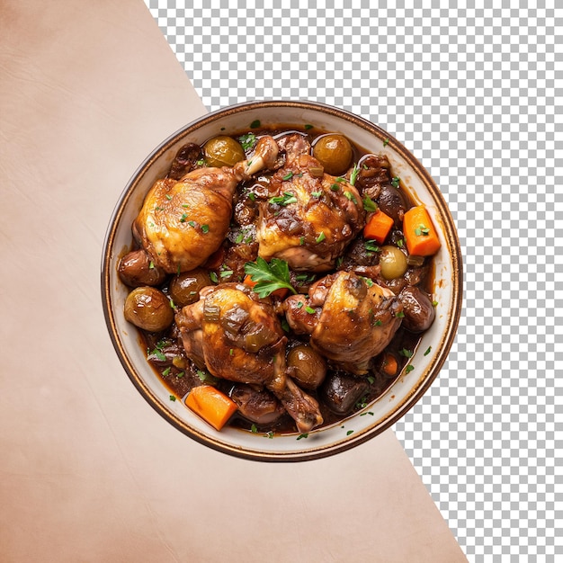 Coq Au vin isolated on transparent background