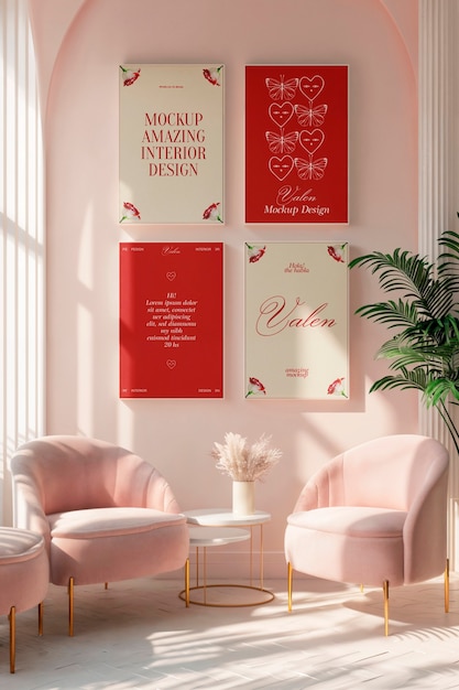 Coquette aesthetic interior design mockup