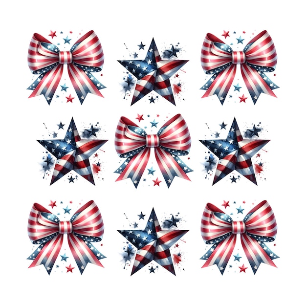 Coquette Bow American Flag 4th July Sublimation