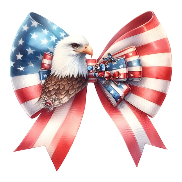 PSD coquette bow american flag 4th july sublimation