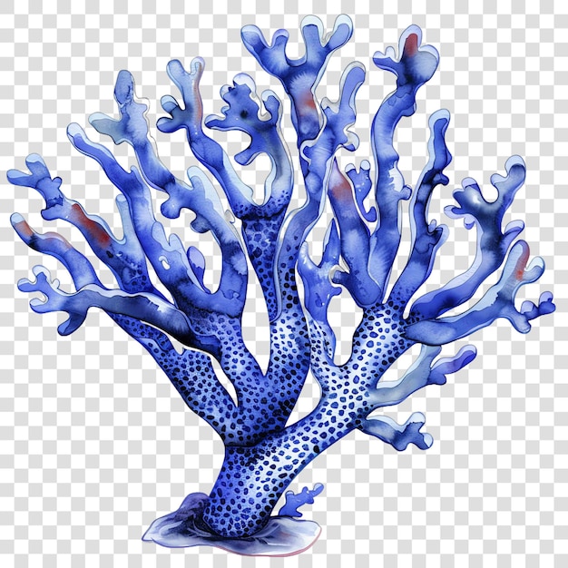 coral in blue watercolor nurseryon transparent background