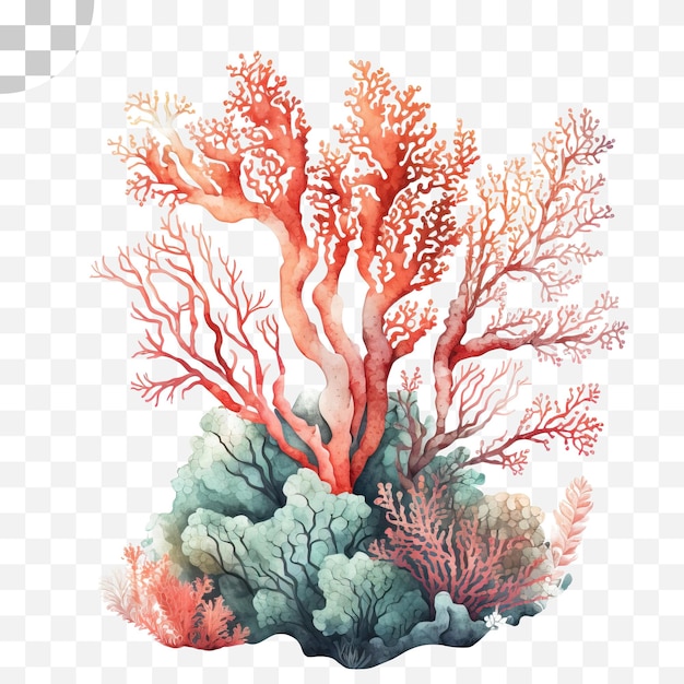 Coral reef and fish watercolor style