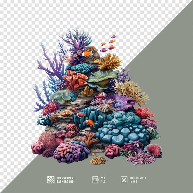 PSD coral reef without background hd quality