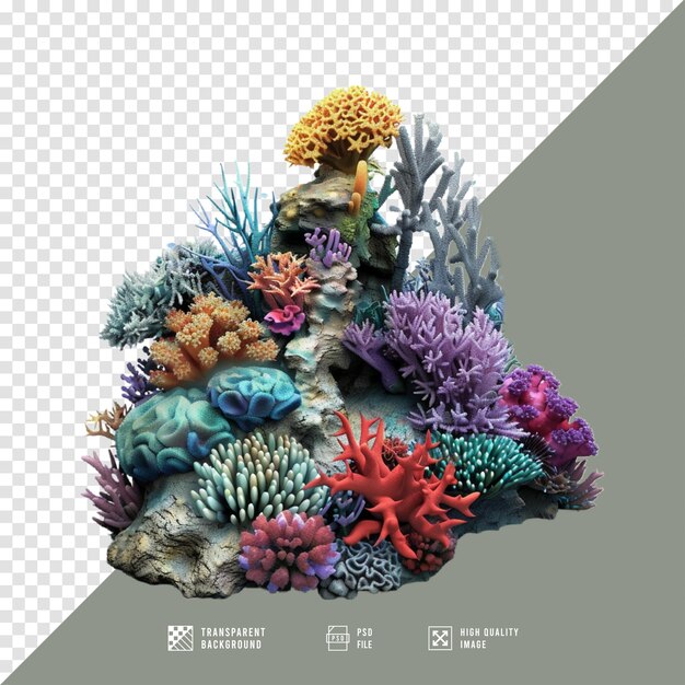 PSD coral reef without background hd quality