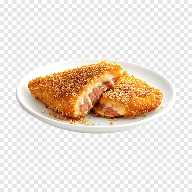 Cordon Bleu in bread crumbs isolated on a transparent background