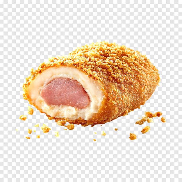 PSD cordon bleu in bread crumbs isolated on a transparent background