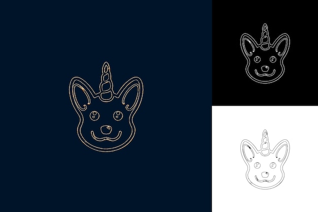 PSD corgi icon adorable dog face with a foxy expression and a wh illustration animal vector art design