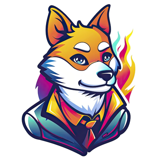 PSD corgi in suit and tie illustration