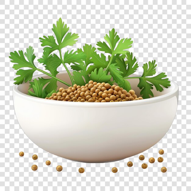 PSD coriander in bowl spices realistic isolated on transparent background