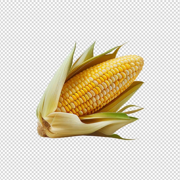 A corn on the cob with a white background