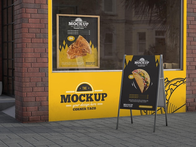 Corner business mock-up for tacos