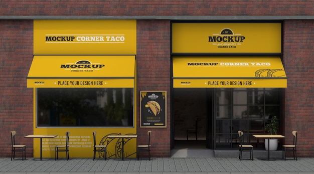 Corner business mock-up for tacos