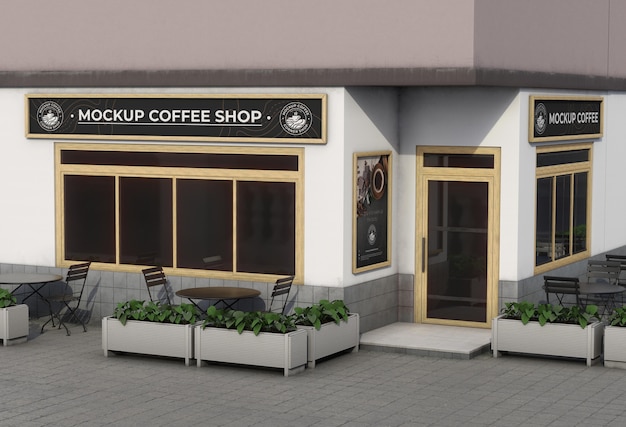 Corner mock-up composition for shop outdoors