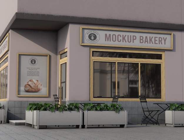 Corner mock-up composition for shop outdoors