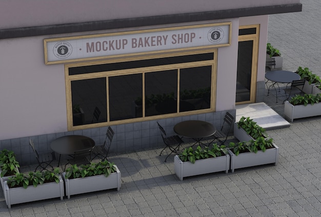 Corner mock-up composition for shop outdoors