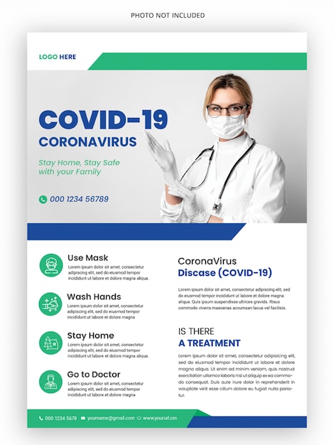 Coronavirus campaign medical flyer template