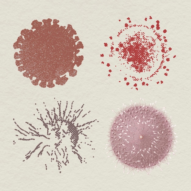 PSD coronavirus cells under the microscope illustration