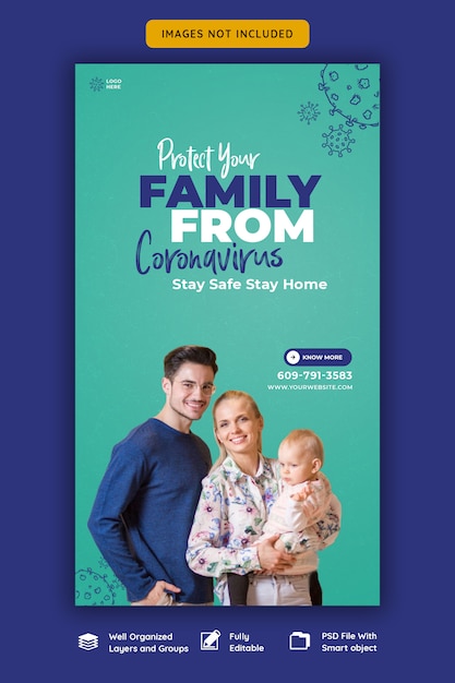 Coronavirus or convid-19 instagram story template