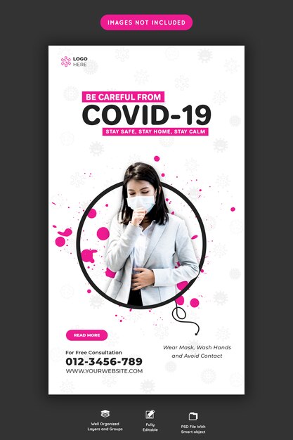 PSD coronavirus or covid-19 banner template