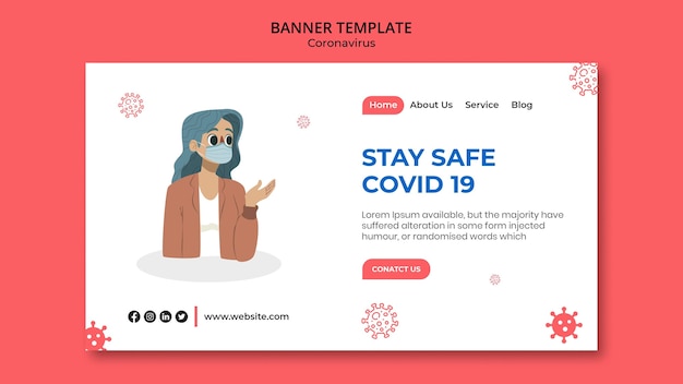 PSD coronavirus horizontal banner template