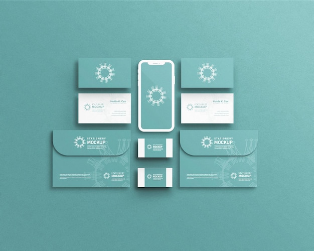 Corporate branding identity mockup set  mockup with pressed print effect