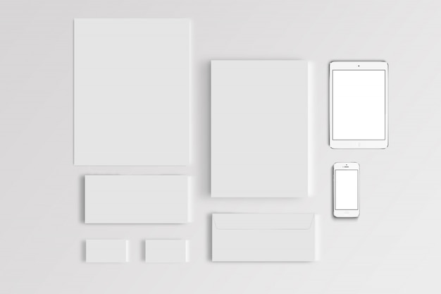 Corporate Branding Stationary Mockup top view