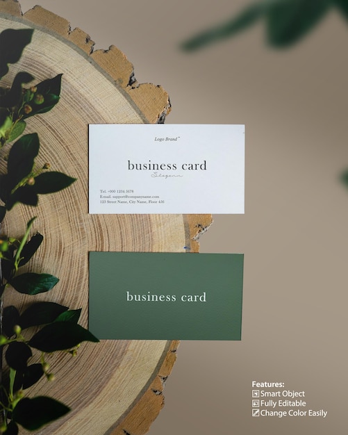 corporate business card on wood