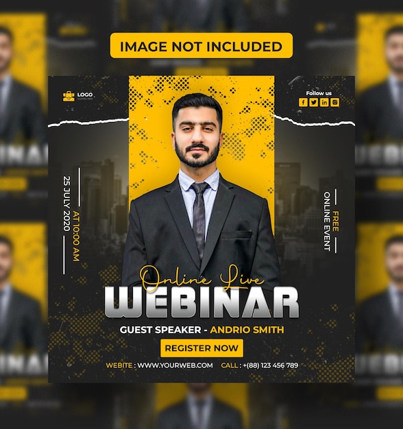 Corporate business and digital marketing online live webinar social media post template Premium Psd