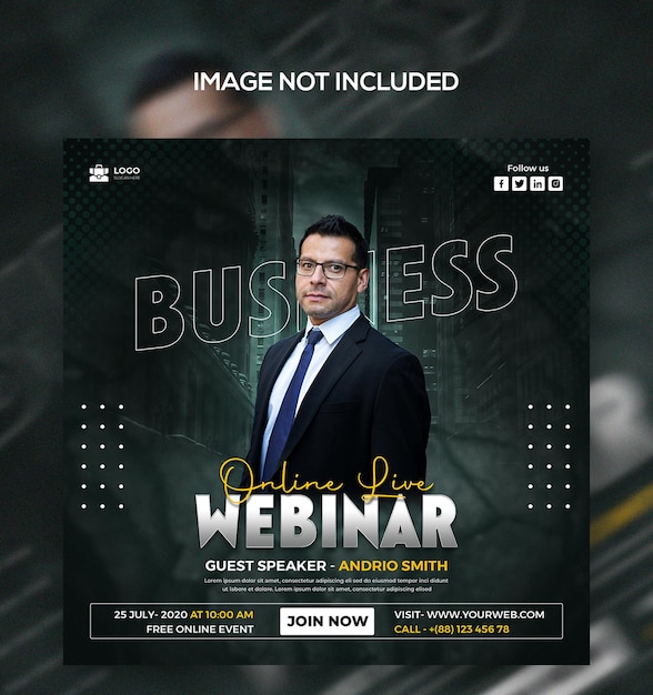 corporate business and digital marketing online live webinar social media post template