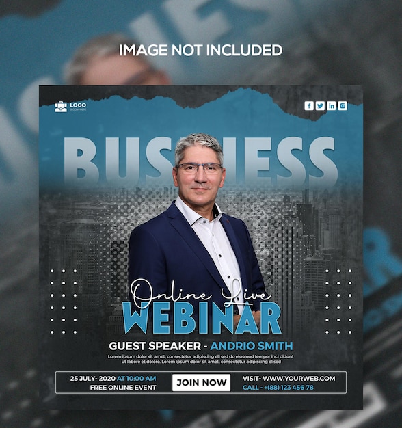 corporate business and digital marketing online live webinar social media post template