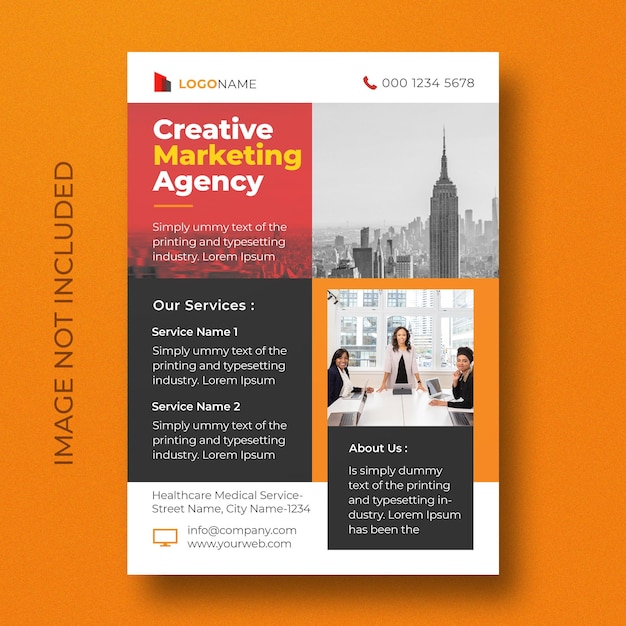 Corporate business flyer template for creative marketing agency