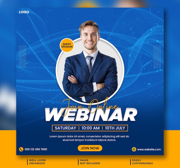 Corporate business live webinar banner design and Digital marketing social media post template