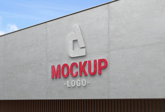 Corporate logo mock-up on concrete facade