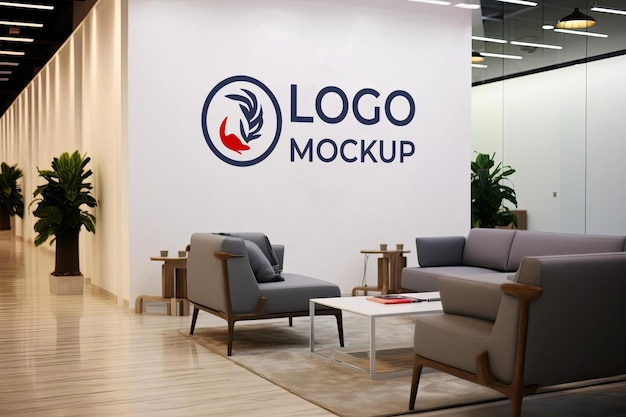 Corporate Logo Mockup White Wall Presentation