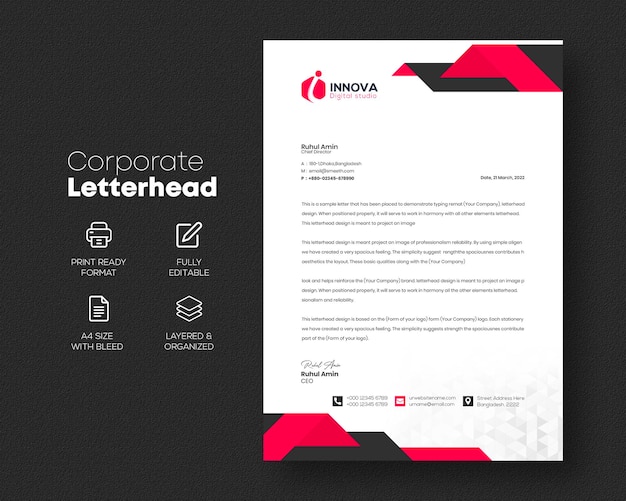 Corporate stylish and elegant business stationary letterhead design template