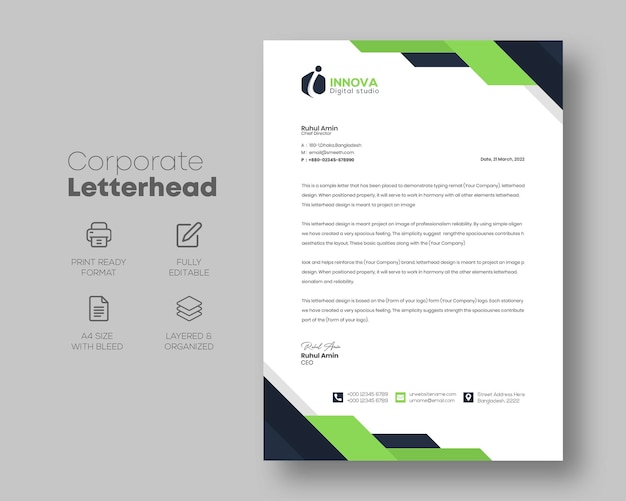 Corporate stylish and elegant business stationary letterhead design template