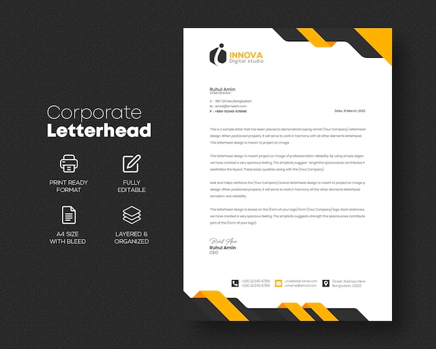 Corporate stylish and elegant business stationary letterhead design template