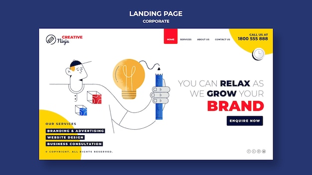 PSD corporate web template illustrated