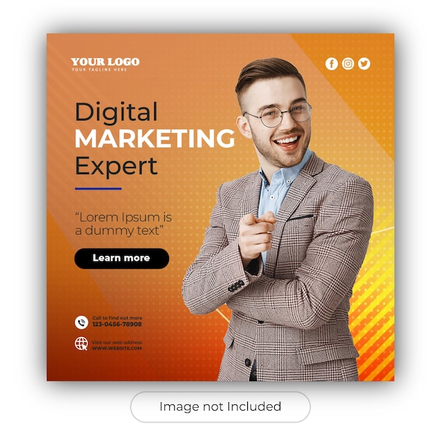 Corporative instagram square banner template Free Psd