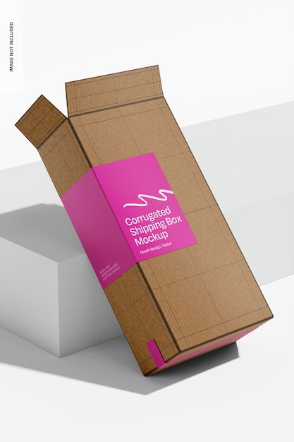 Corrugated Shipping Box Mockup Leaned