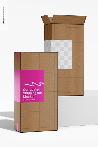 Corrugated Shipping Boxes Mockup Opened and Closed