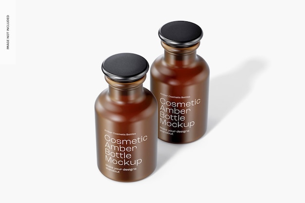 Cosmetic Amber Bottles Mockup