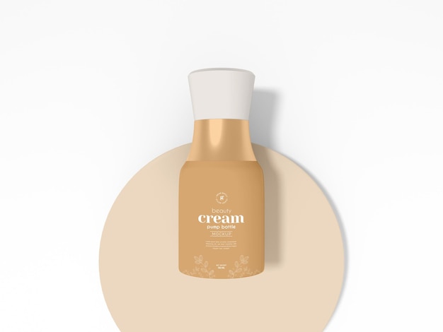 Cosmetic Beauty Cream Pump Bottle Packaging Mockup