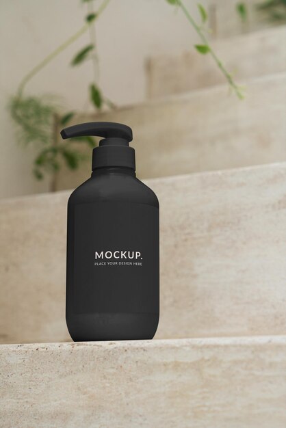 PSD cosmetic bottle mock-up, nature eco background