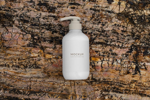 PSD cosmetic bottle mock-up, nature eco background