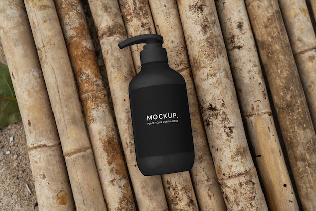 PSD cosmetic bottle mock-up, nature eco background