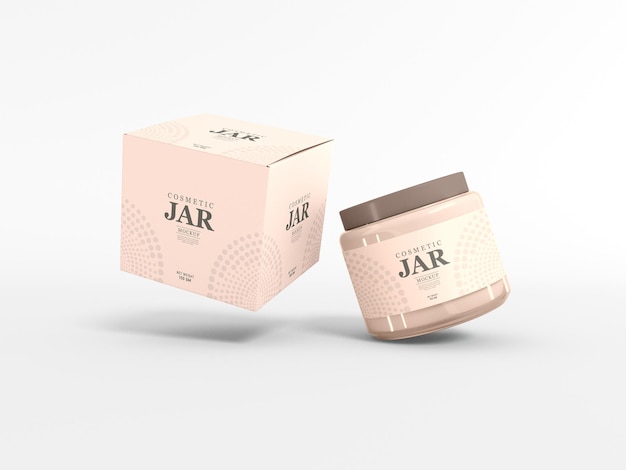 Cosmetic Cream Jar with Box Mockup