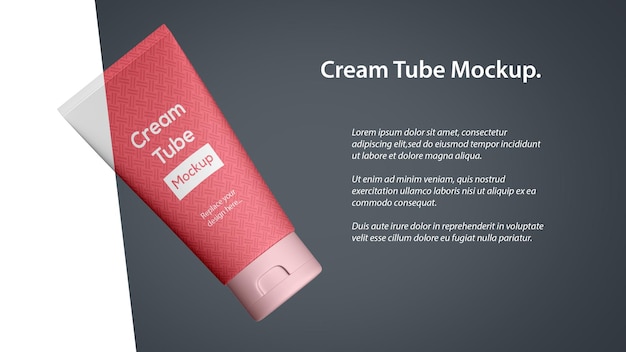 Cosmetic Cream lotion Tube Packaging Mockup with space for text